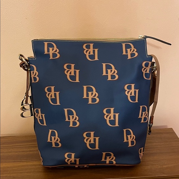 Dooney & Bourke Handbags - Dooney and Bourke Blue and Tan Logo Shoulder Bag